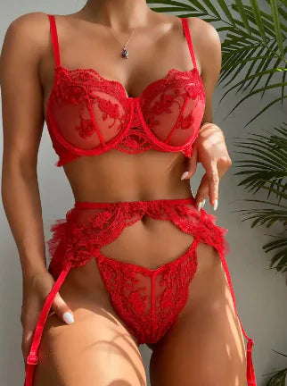 Radiant Red Lace Intimate Set