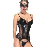 Shaping Lingerie Set with Lace and Leather Design